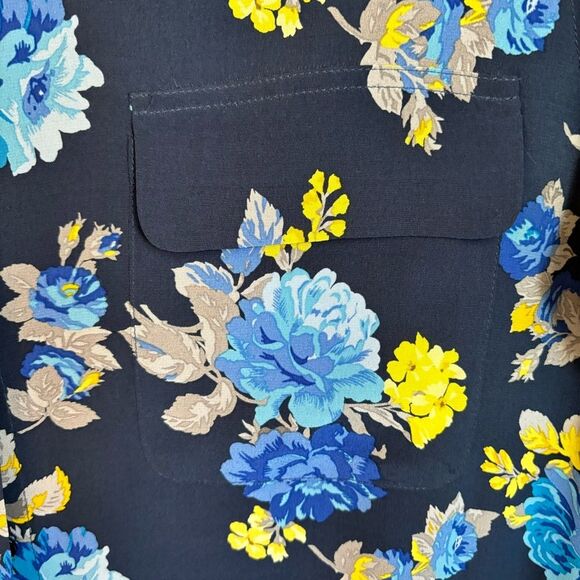 Equipment Women Lynn 100% silk button down Blouse Peacoat floral long sleeve LG - Picture 11 of 15